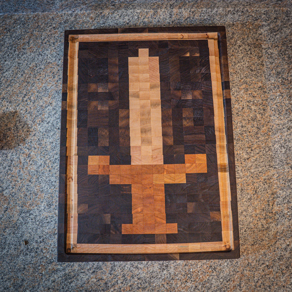QUICK SHIP Cutting Board | End Grain 8-Bit Sword - Blemished