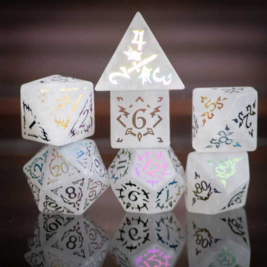 Enchanted White Crystal Dice Set