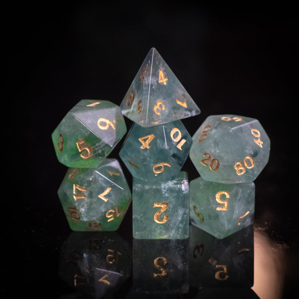 Green Amethyst Dice Set