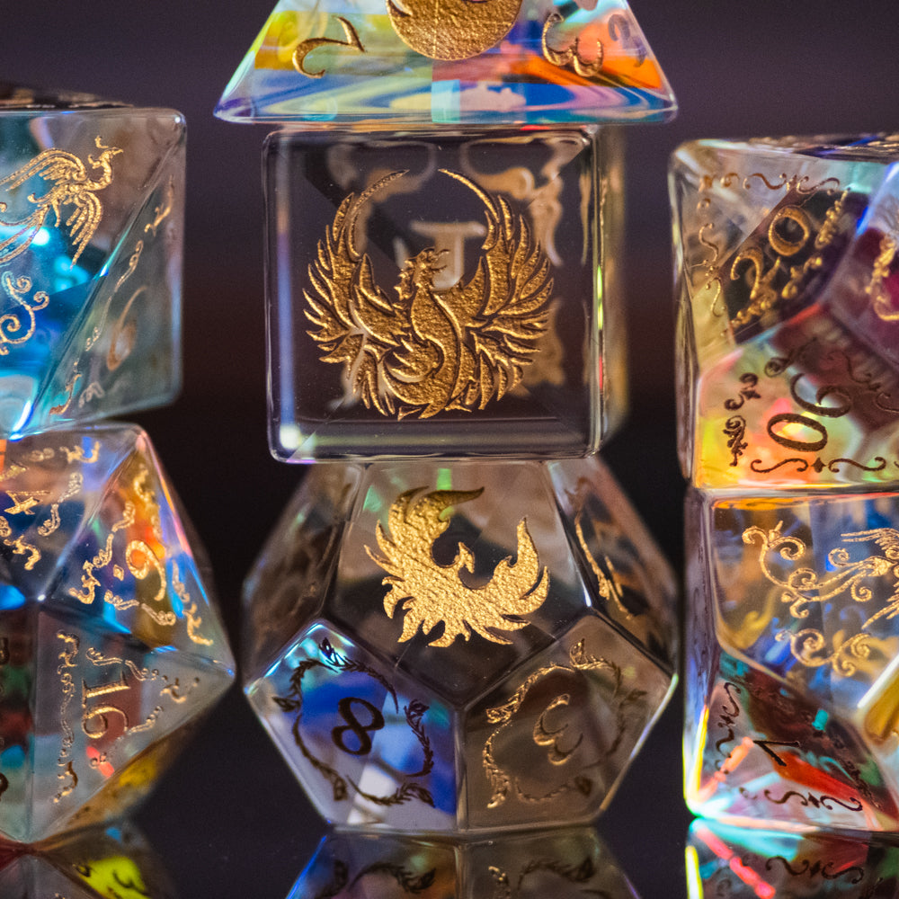 Phoenix Prism Glass Dice Set